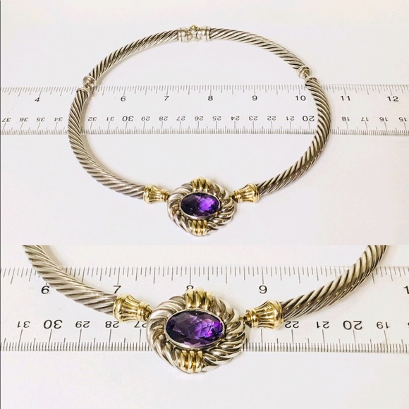 David Yurman Sterling 14k Albion Cable Choker - Picture 8 of 8